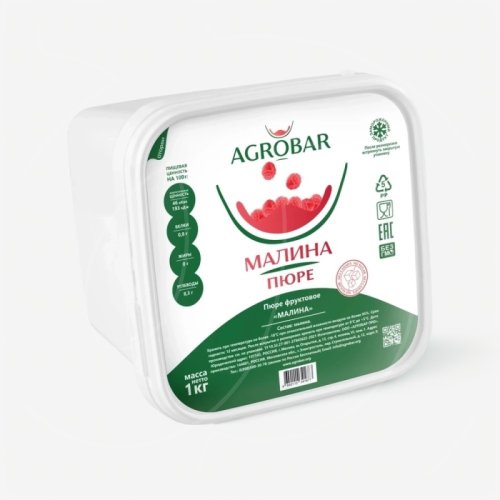 Пюре замороженное без сахара AGROBAR Малина 1 кг 